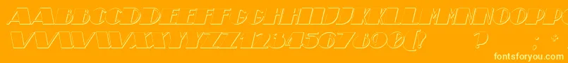 TheatricalShadowBoldItalic-Schriftart – Gelbe Schriften auf orangefarbenem Hintergrund