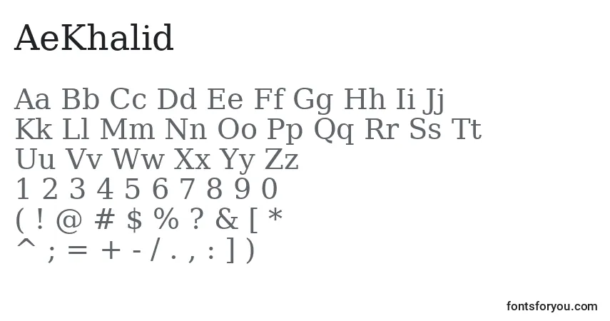 A fonte AeKhalid – alfabeto, números, caracteres especiais
