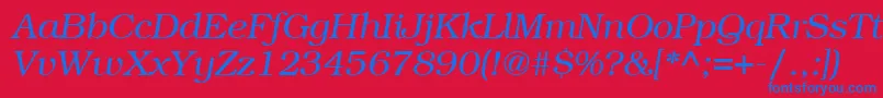 ItcBookmanLtLightItalic Font – Blue Fonts on Red Background