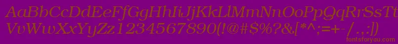 ItcBookmanLtLightItalic Font – Brown Fonts on Purple Background