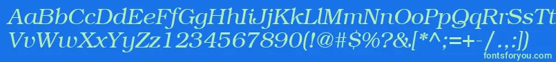 ItcBookmanLtLightItalic Font – Green Fonts on Blue Background