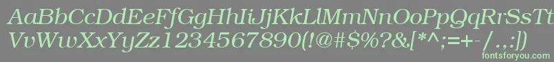ItcBookmanLtLightItalic Font – Green Fonts on Gray Background