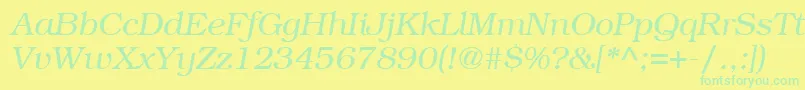 ItcBookmanLtLightItalic Font – Green Fonts on Yellow Background
