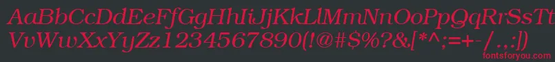 ItcBookmanLtLightItalic Font – Red Fonts on Black Background