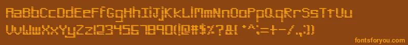 PinstripeBitmap-Schriftart – Orangefarbene Schriften auf braunem Hintergrund