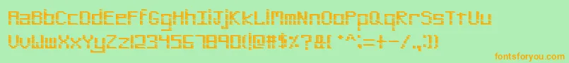 PinstripeBitmap-Schriftart – Orangefarbene Schriften auf grünem Hintergrund