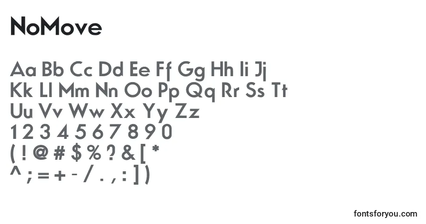 Schriftart NoMove – Alphabet, Zahlen, spezielle Symbole