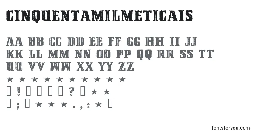 Czcionka CinquentaMilMeticais – alfabet, cyfry, specjalne znaki
