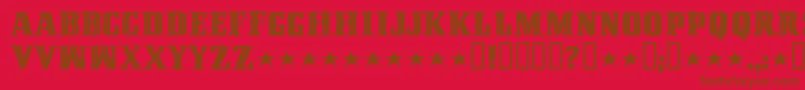 Police CinquentaMilMeticais – polices brunes sur fond rouge
