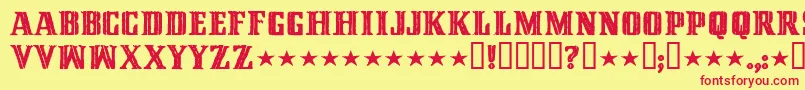 Czcionka CinquentaMilMeticais – czerwone czcionki na żółtym tle