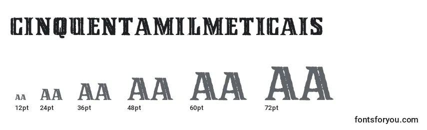 Размеры шрифта CinquentaMilMeticais