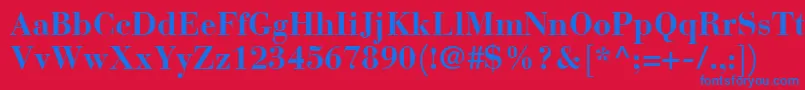 BauerBodoniBold Font – Blue Fonts on Red Background