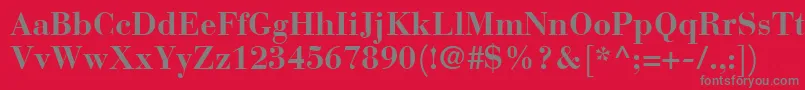 フォントBauerBodoniBold – 赤い背景に灰色の文字