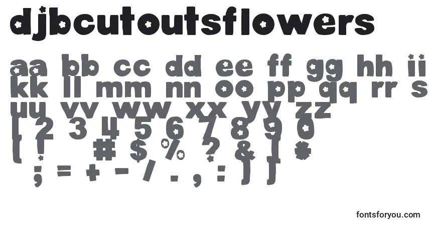 A fonte DjbCutoutsFlowers – alfabeto, números, caracteres especiais