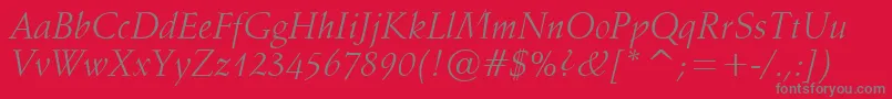 フォントVaniel1Italic – 赤い背景に灰色の文字