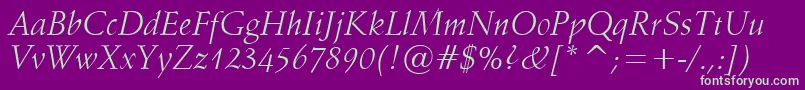 Vaniel1Italic Font – Green Fonts on Purple Background