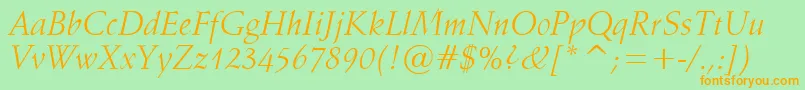 Vaniel1Italic Font – Orange Fonts on Green Background