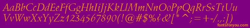 Vaniel1Italic Font – Orange Fonts on Purple Background
