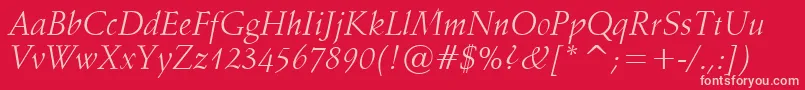 Fonte Vaniel1Italic – fontes rosa em um fundo vermelho