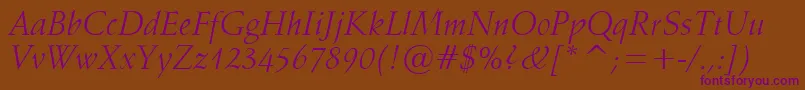 Vaniel1Italic Font – Purple Fonts on Brown Background