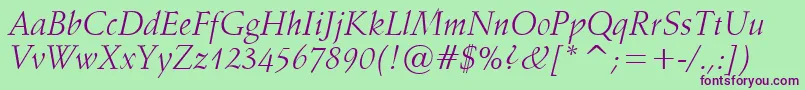 Vaniel1Italic Font – Purple Fonts on Green Background