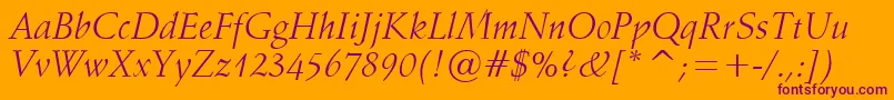 Vaniel1Italic Font – Purple Fonts on Orange Background