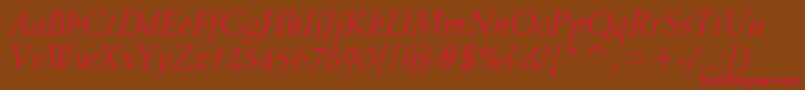 Vaniel1Italic Font – Red Fonts on Brown Background