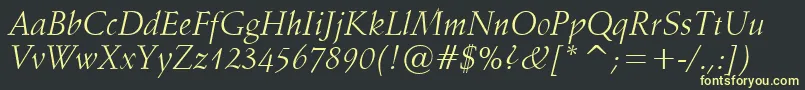 Vaniel1Italic Font – Yellow Fonts on Black Background