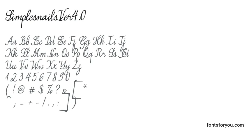 Schriftart SimplesnailsVer4.0 – Alphabet, Zahlen, spezielle Symbole