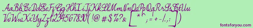 SimplesnailsVer4.0-Schriftart – Violette Schriften auf grünem Hintergrund