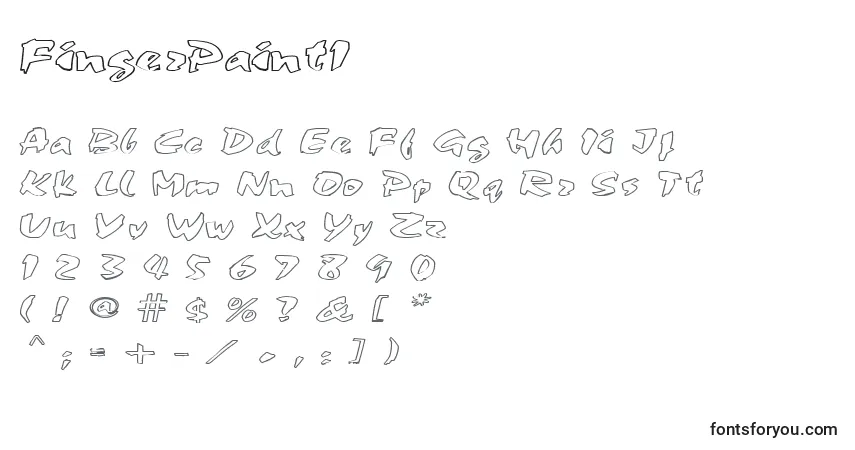 A fonte FingerPaint1 – alfabeto, números, caracteres especiais
