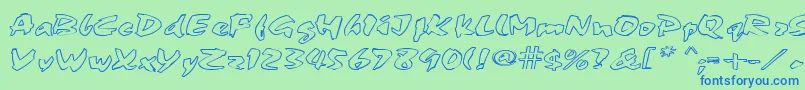FingerPaint1-Schriftart – Blaue Schriften auf grünem Hintergrund