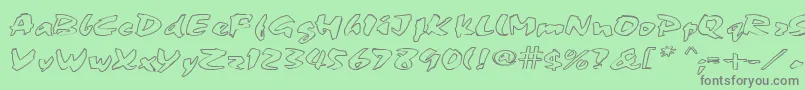 フォントFingerPaint1 – 緑の背景に灰色の文字