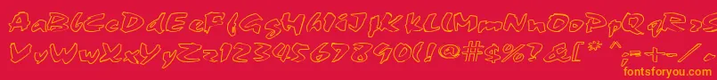 FingerPaint1-Schriftart – Orangefarbene Schriften auf rotem Hintergrund