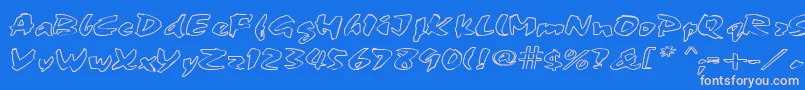 FingerPaint1-Schriftart – Rosa Schriften auf blauem Hintergrund