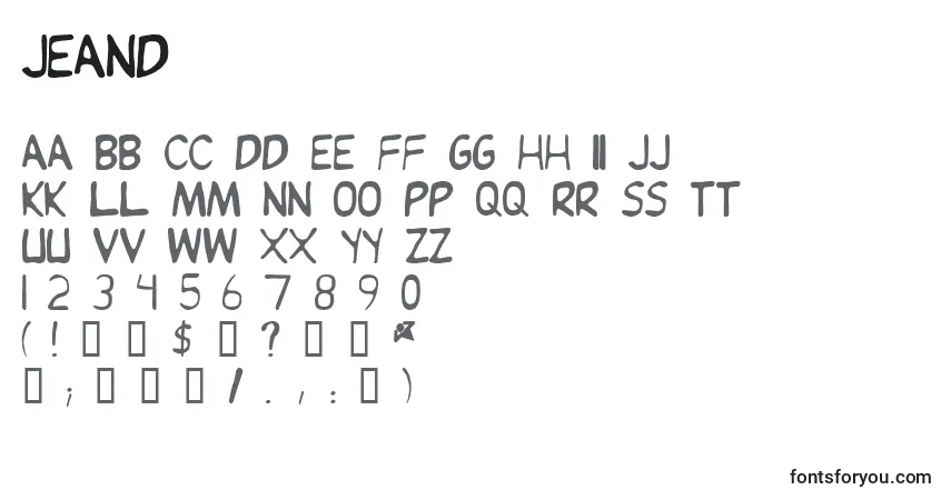 Шрифт Jeand – алфавит, цифры, специальные символы