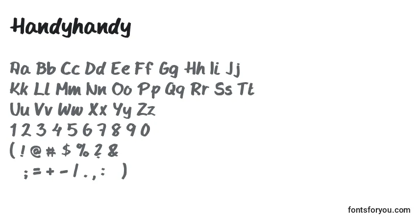 Schriftart Handyhandy – Alphabet, Zahlen, spezielle Symbole