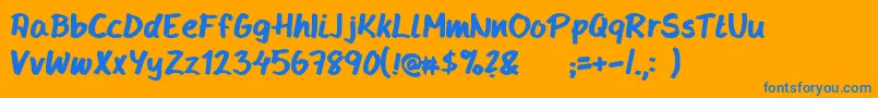 Handyhandy Font – Blue Fonts on Orange Background