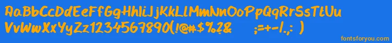 Handyhandy Font – Orange Fonts on Blue Background