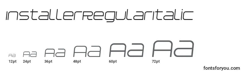 Размеры шрифта InstallerRegularItalic