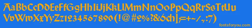 WallabyRegularDb Font – Orange Fonts on Blue Background