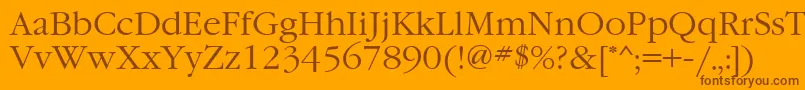 GaramondgttNormal-fontti – ruskeat fontit oranssilla taustalla