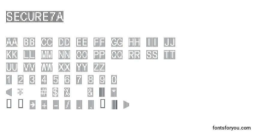 Schriftart Secure7a – Alphabet, Zahlen, spezielle Symbole