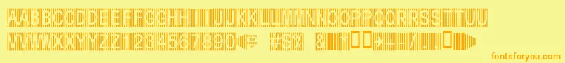 フォントSecure7a – オレンジの文字が黄色の背景にあります。