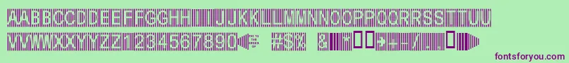 フォントSecure7a – 緑の背景に紫のフォント