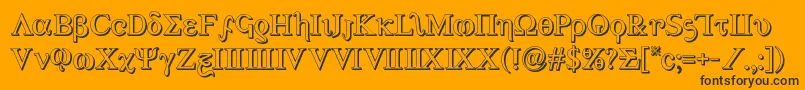 Achilles33D-Schriftart – Schwarze Schriften auf orangefarbenem Hintergrund