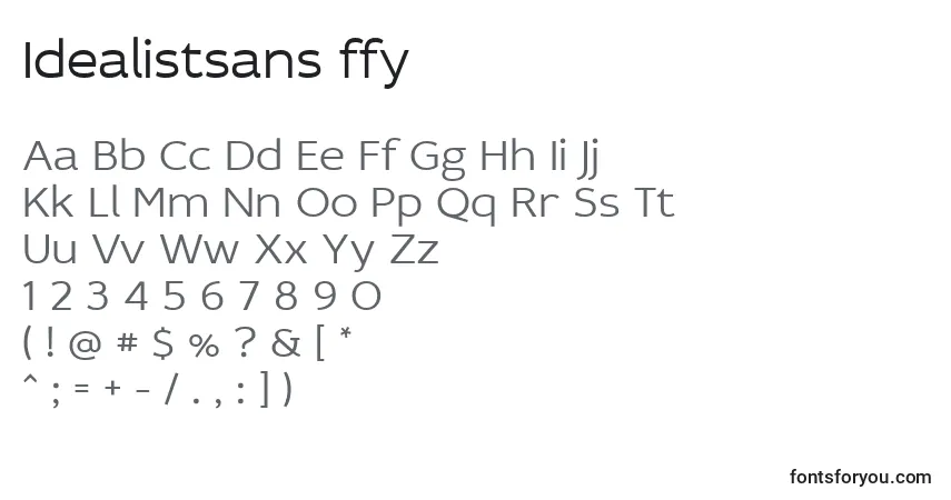 Czcionka Idealistsans ffy – alfabet, cyfry, specjalne znaki