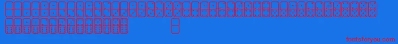 Czcionka DominosSt – czerwone czcionki na niebieskim tle