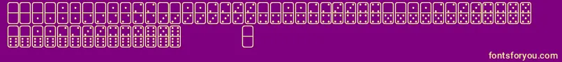 DominosSt-Schriftart – Gelbe Schriften auf violettem Hintergrund