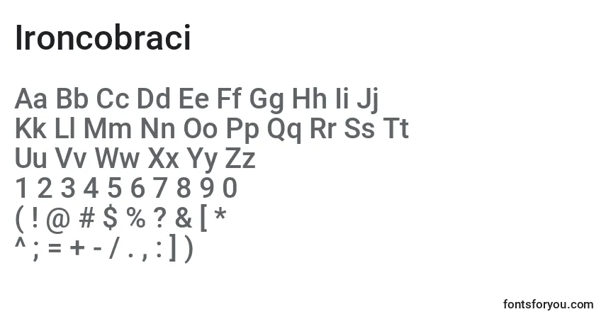 Ironcobraci-fontti – aakkoset, numerot, erikoismerkit